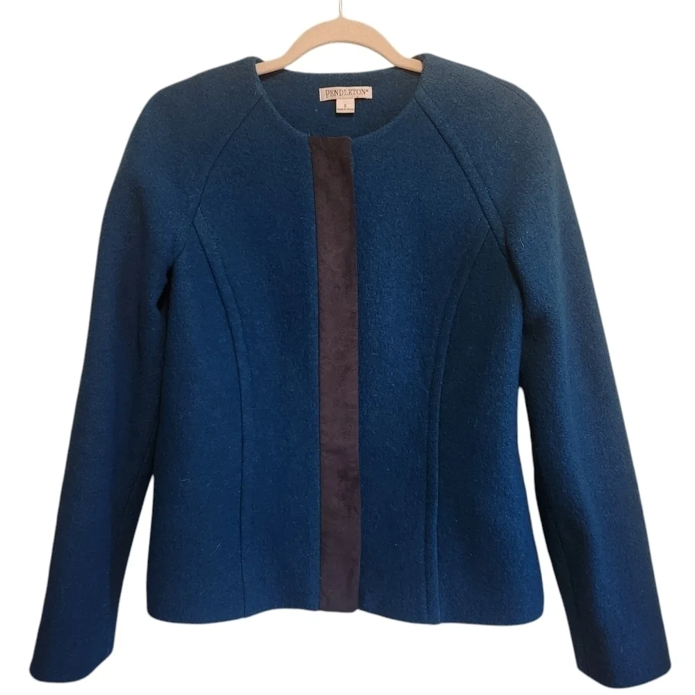 VINTAGE PENDELTON TEAL MERINO WOOL BLAZER SIZE SMALL